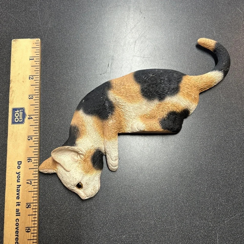 CALICO CAT DOOR SITTER RESIN CBC 1990's LONG HAIRED CAT LOVER VINTAGE